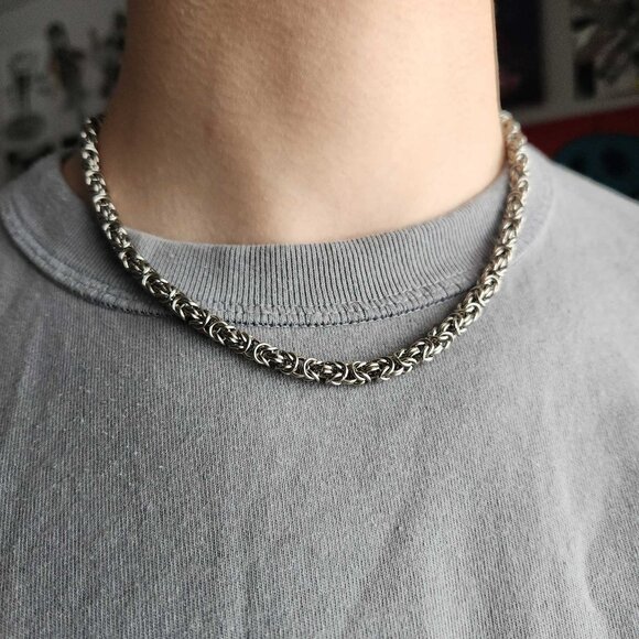 Men's 18 inch byzantine silver chain - Picture 3 of 8